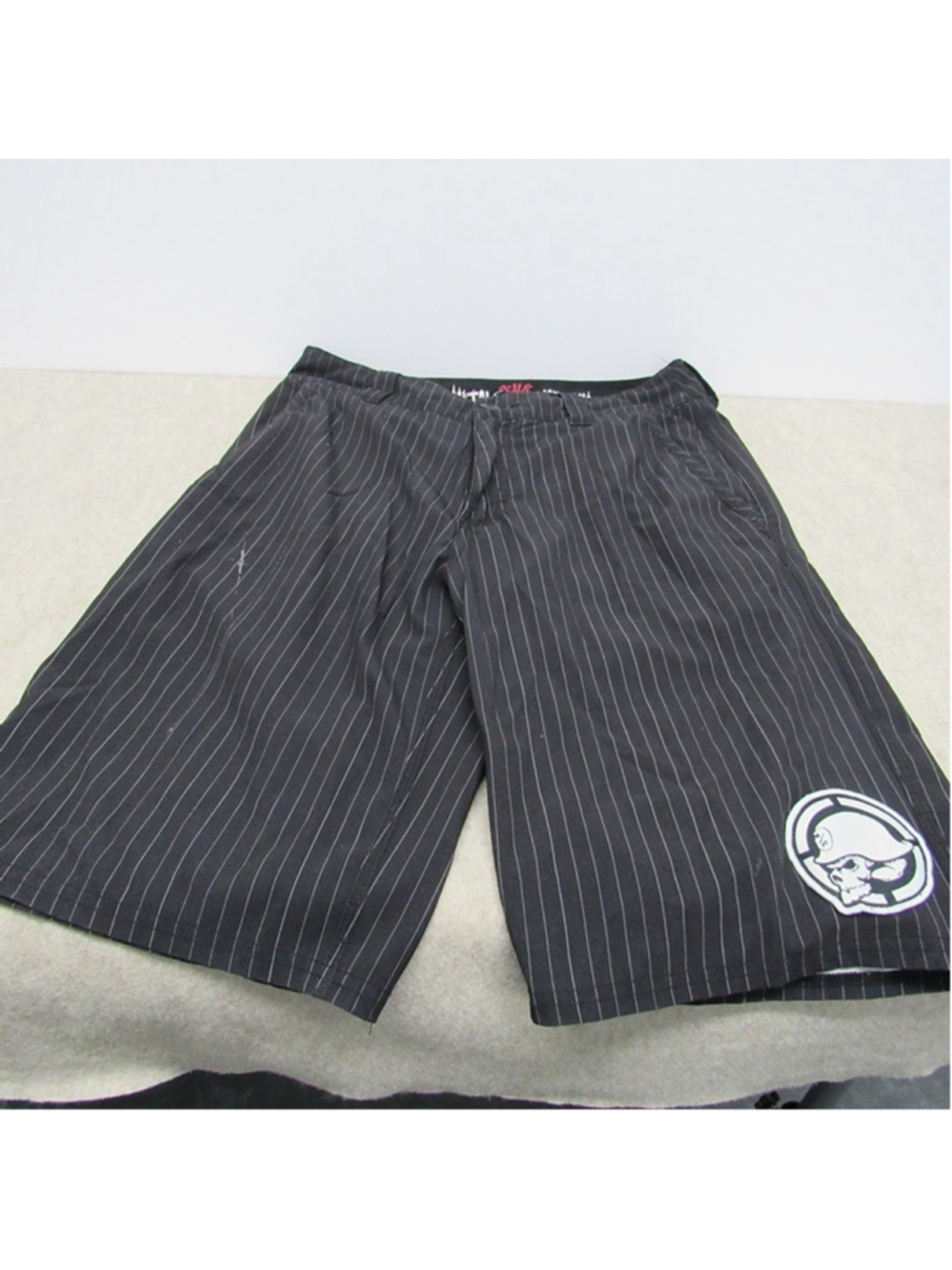 Metal Mulisha Pinstripe Boardshorts Black Skate Surf Hybrid Baggy Men's Shorts